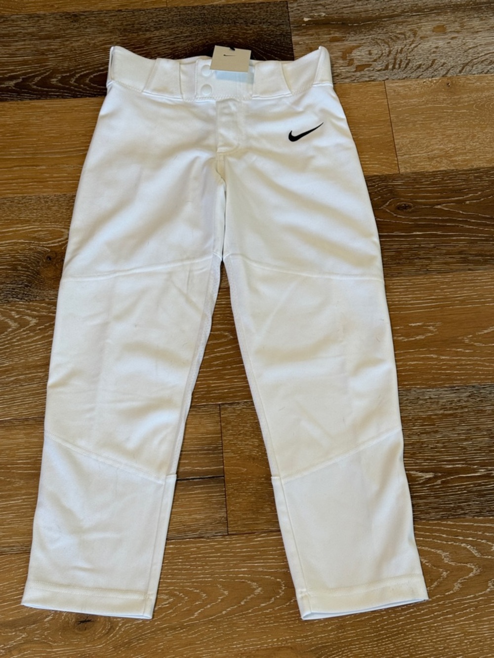 Nike Kids White Baseball Pants with Black Swoosh